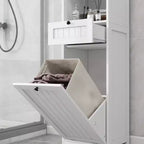 Bathroom Cabinet with Laundry Basket, Tilt-Out Hamper Storage Unit with Top Shelves and Drawer for Bathroom Laundry Room