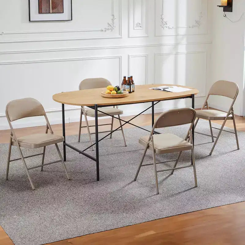 Folding Dining Chairs,PU Leather Kitchen Chairs with Metal Frame,Lightweight Dininig Room Chairs,Outdoor and Indoor,No Assembly