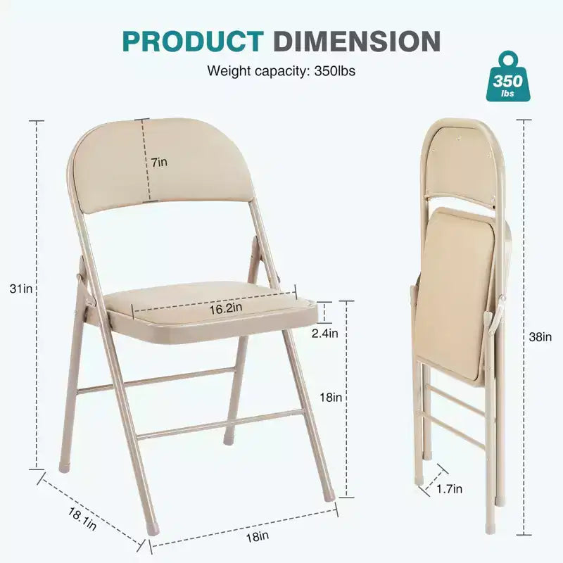 Folding Dining Chairs,PU Leather Kitchen Chairs with Metal Frame,Lightweight Dininig Room Chairs,Outdoor and Indoor,No Assembly