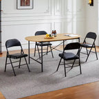 Folding Dining Chairs,PU Leather Kitchen Chairs with Metal Frame,Lightweight Dininig Room Chairs,Outdoor and Indoor,No Assembly