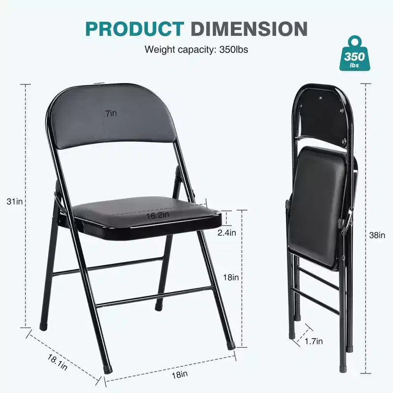 Folding Dining Chairs,PU Leather Kitchen Chairs with Metal Frame,Lightweight Dininig Room Chairs,Outdoor and Indoor,No Assembly