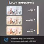 Inch LED Bathroom Mirror with Lights, Dimmable Anti-Fog Vanity Mirror