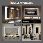 Inch LED Bathroom Mirror with Lights, Dimmable Anti-Fog Vanity Mirror