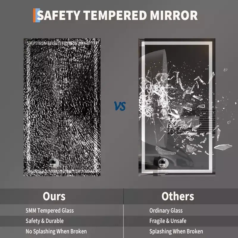 Inch LED Bathroom Mirror with Lights, Dimmable Anti-Fog Vanity Mirror