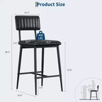 Bar Stools with Backrest Footrest, Counter Height Thick Cushion Thickened Metal Legs for Island Counter Bar Kitchen