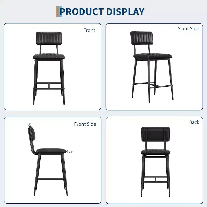 Bar Stools with Backrest Footrest, Counter Height Thick Cushion Thickened Metal Legs for Island Counter Bar Kitchen