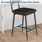 Bar Stools with Backrest Footrest, Counter Height Thick Cushion Thickened Metal Legs for Island Counter Bar Kitchen