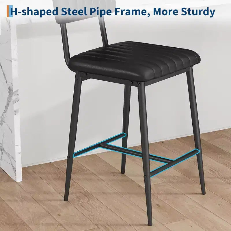 Bar Stools with Backrest Footrest, Counter Height Thick Cushion Thickened Metal Legs for Island Counter Bar Kitchen