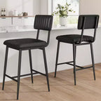 Bar Stools with Backrest Footrest, Counter Height Thick Cushion Thickened Metal Legs for Island Counter Bar Kitchen