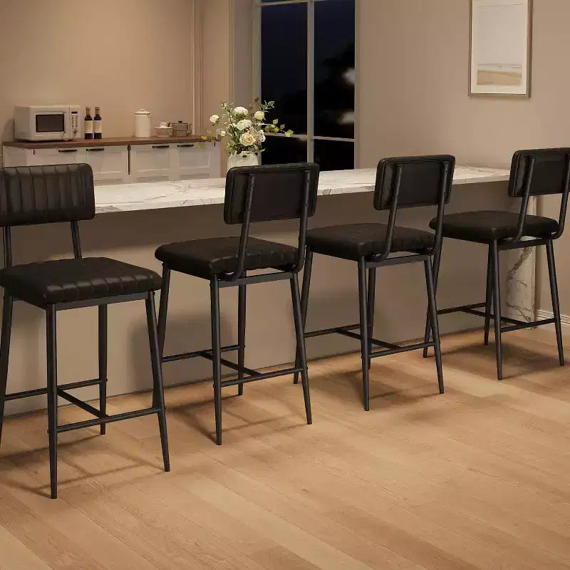 Bar Stools with Backrest Footrest, Counter Height Thick Cushion Thickened Metal Legs for Island Counter Bar Kitchen