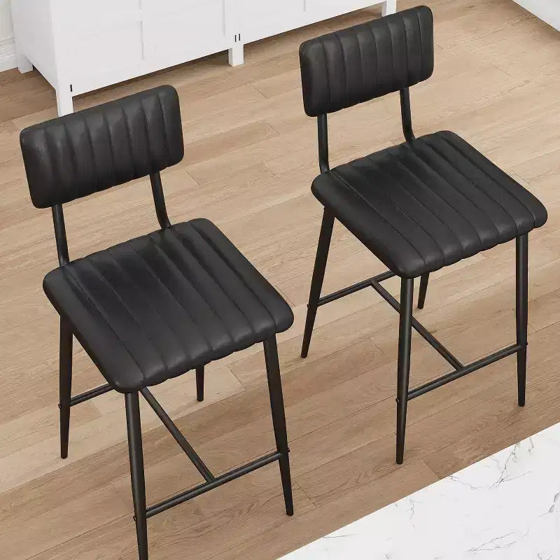 Bar Stools with Backrest Footrest, Counter Height Thick Cushion Thickened Metal Legs for Island Counter Bar Kitchen