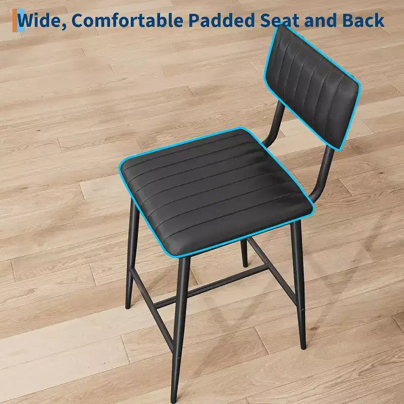 Bar Stools with Backrest Footrest, Counter Height Thick Cushion Thickened Metal Legs for Island Counter Bar Kitchen
