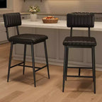 Bar Stools with Backrest Footrest, Counter Height Thick Cushion Thickened Metal Legs for Island Counter Bar Kitchen