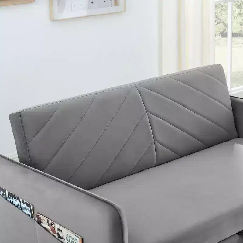 Love Seat Sofa Bed, Velvet, USB Port, Pull Out Couch with 2 Side Pockets & 2 Pillows for Small Living Room Bedroom Spaces
