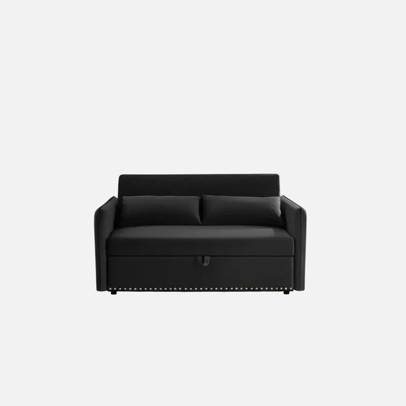 Love Seat Sofa Bed, Velvet, USB Port, Pull Out Couch with 2 Side Pockets & 2 Pillows for Small Living Room Bedroom Spaces