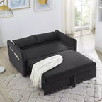Love Seat Sofa Bed, Velvet, USB Port, Pull Out Couch with 2 Side Pockets & 2 Pillows for Small Living Room Bedroom Spaces