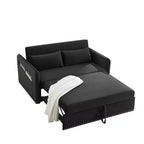 Love Seat Sofa Bed, Velvet, USB Port, Pull Out Couch with 2 Side Pockets & 2 Pillows for Small Living Room Bedroom Spaces