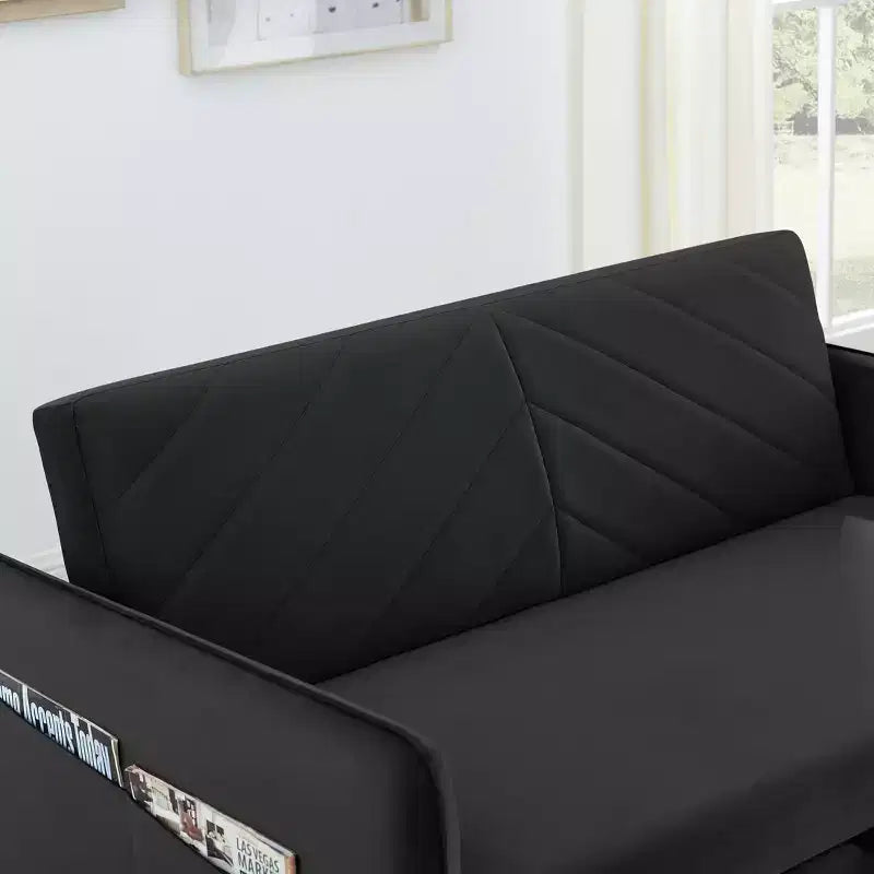 Love Seat Sofa Bed, Velvet, USB Port, Pull Out Couch with 2 Side Pockets & 2 Pillows for Small Living Room Bedroom Spaces