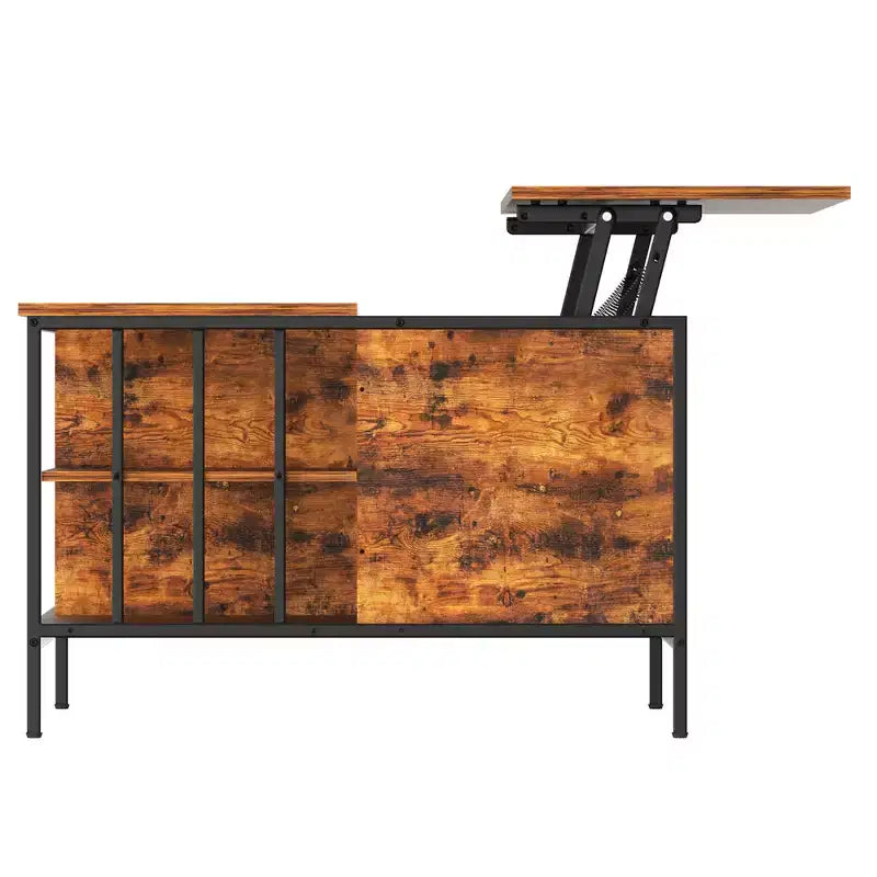 31.5-inch Farmhouse-Style Lift-Top Coffee Table Adjustable Height Living Room Table Multi-Functional Table with Hidden Storage Compartment