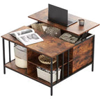 31.5-inch Farmhouse-Style Lift-Top Coffee Table Adjustable Height Living Room Table Multi-Functional Table with Hidden Storage Compartment