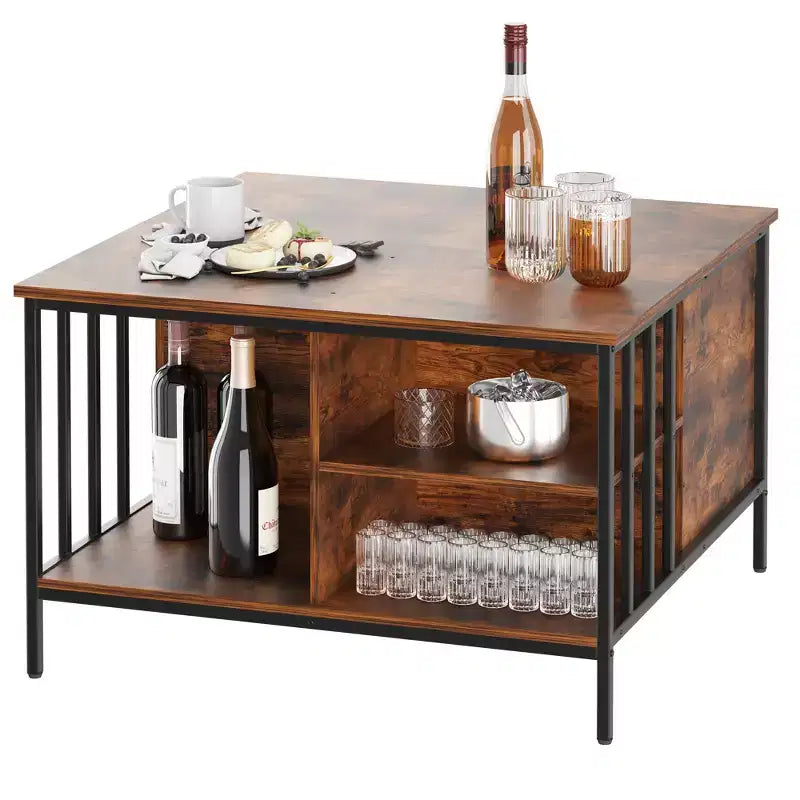 31.5-inch Farmhouse-Style Lift-Top Coffee Table Adjustable Height Living Room Table Multi-Functional Table with Hidden Storage Compartment