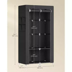 Portable Closet, Wardrobe Closet Organizer with Cover, 2 Hanging Rods and Shelves, 4 Side Pockets, Large Capacity, Ink Black