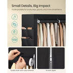 Portable Closet, Wardrobe Closet Organizer with Cover, 2 Hanging Rods and Shelves, 4 Side Pockets, Large Capacity, Ink Black