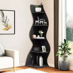 Wall Corner Shelf,5-Tier Floating Bookshelf for Modern Home - Space-Saving Storage & Display Unit,Black