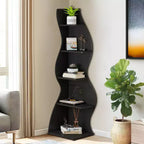 Wall Corner Shelf,5-Tier Floating Bookshelf for Modern Home - Space-Saving Storage & Display Unit,Black