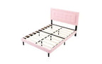 Modern Queen Size Platform Bed Frame with Velvet/Linen Upholstered Headboard & Slats Support,Classic Wooden Bed for Primary Bedroom