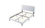 Modern Queen Size Platform Bed Frame with Velvet/Linen Upholstered Headboard & Slats Support,Classic Wooden Bed for Primary Bedroom