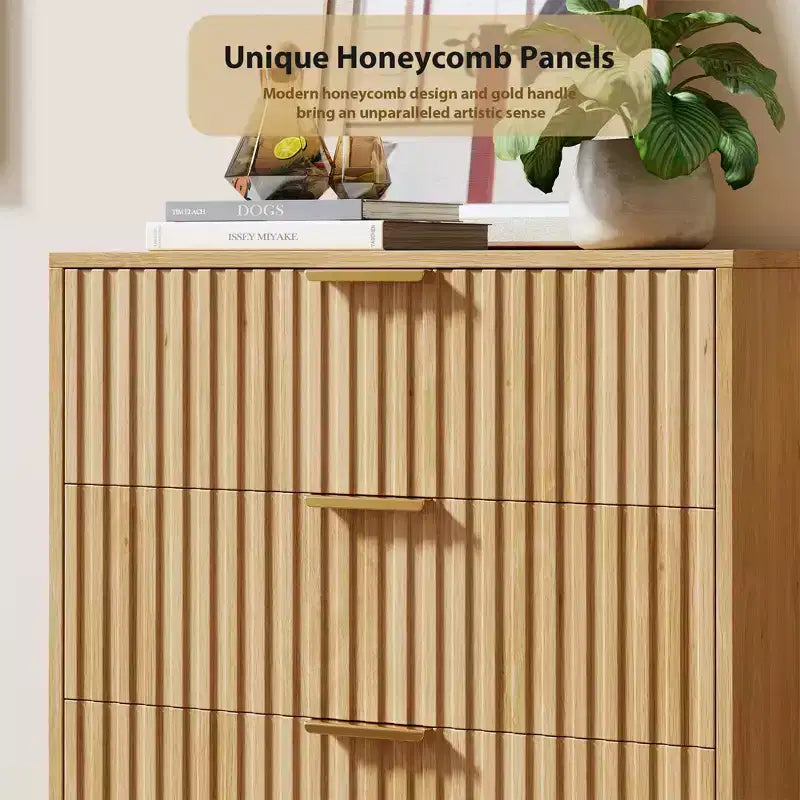 5 Drawer Dresser for Bedroom, 48 in Tall Modern Chest of Drawers with Deep Drawers and Wide Top, Fluted Wooden Dresser Organizer for Living Room