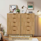 5 Drawer Dresser for Bedroom, 48 in Tall Modern Chest of Drawers with Deep Drawers and Wide Top, Fluted Wooden Dresser Organizer for Living Room