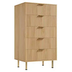 5 Drawer Dresser for Bedroom, 48 in Tall Modern Chest of Drawers with Deep Drawers and Wide Top, Fluted Wooden Dresser Organizer for Living Room