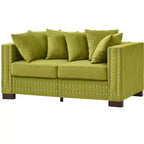 60.5 Modern Loveseater Sofa with Silver Nails Square Armrest Upholstered Velvet for Living Room Green