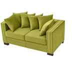 60.5 Modern Loveseater Sofa with Silver Nails Square Armrest Upholstered Velvet for Living Room Green