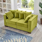60.5 Modern Loveseater Sofa with Silver Nails Square Armrest Upholstered Velvet for Living Room Green