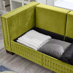 60.5 Modern Loveseater Sofa with Silver Nails Square Armrest Upholstered Velvet for Living Room Green