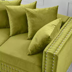 60.5 Modern Loveseater Sofa with Silver Nails Square Armrest Upholstered Velvet for Living Room Green
