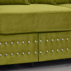 60.5 Modern Loveseater Sofa with Silver Nails Square Armrest Upholstered Velvet for Living Room Green