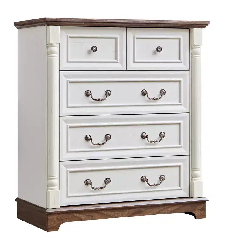 Chest of Drawers, Farmhouse Style 5 Drawer Dresser, Wooden Rustic Large Capacity Nightstand Cabinet for Home Office, Living Room, Bedroom