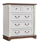 Chest of Drawers, Farmhouse Style 5 Drawer Dresser, Wooden Rustic Large Capacity Nightstand Cabinet for Home Office, Living Room, Bedroom