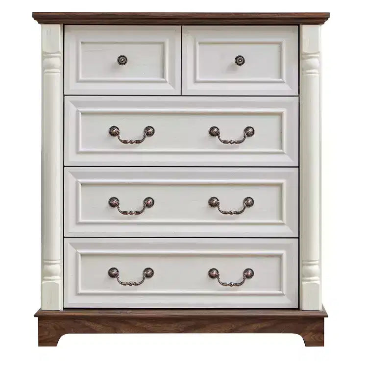 Chest of Drawers, Farmhouse Style 5 Drawer Dresser, Wooden Rustic Large Capacity Nightstand Cabinet for Home Office, Living Room, Bedroom