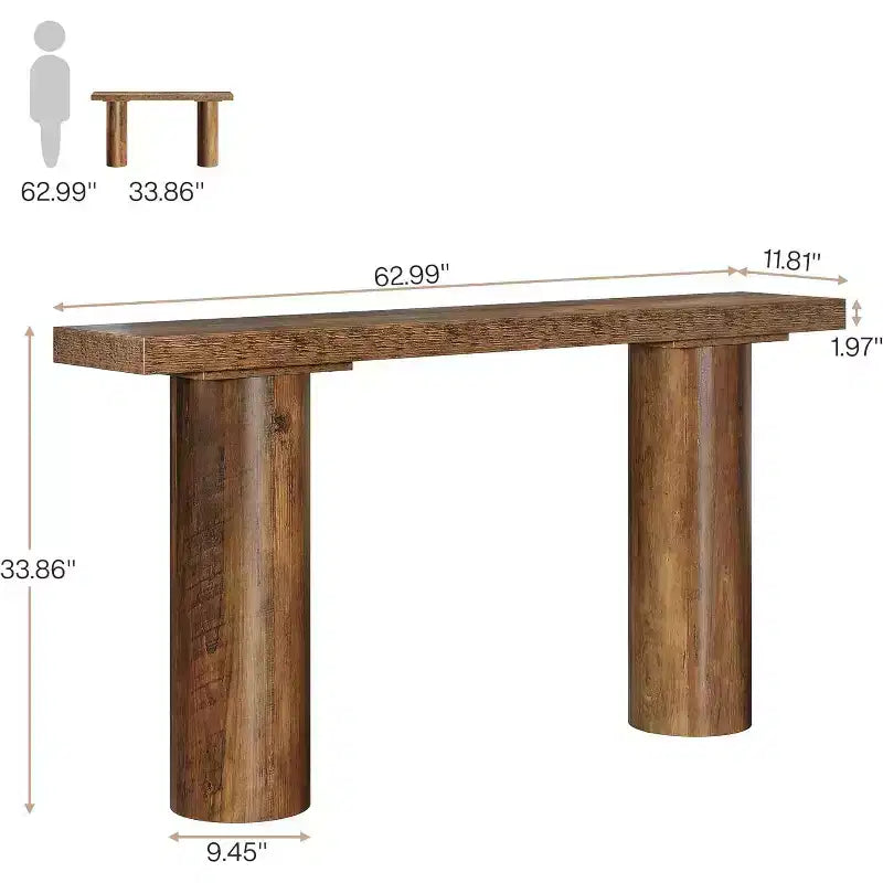 63 Farmhouse Entryway Console Table, Narrow Long Sofa Table for Living Room, Hallway, Entrance, Foyer
