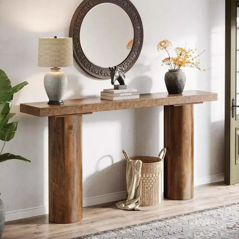 63 Farmhouse Entryway Console Table, Narrow Long Sofa Table for Living Room, Hallway, Entrance, Foyer