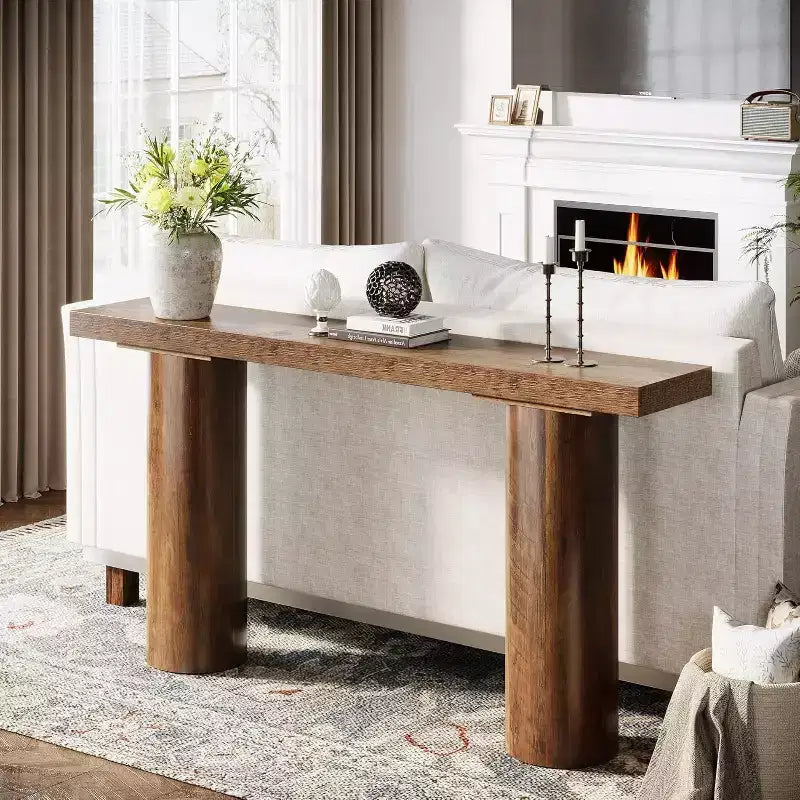 63 Farmhouse Entryway Console Table, Narrow Long Sofa Table for Living Room, Hallway, Entrance, Foyer