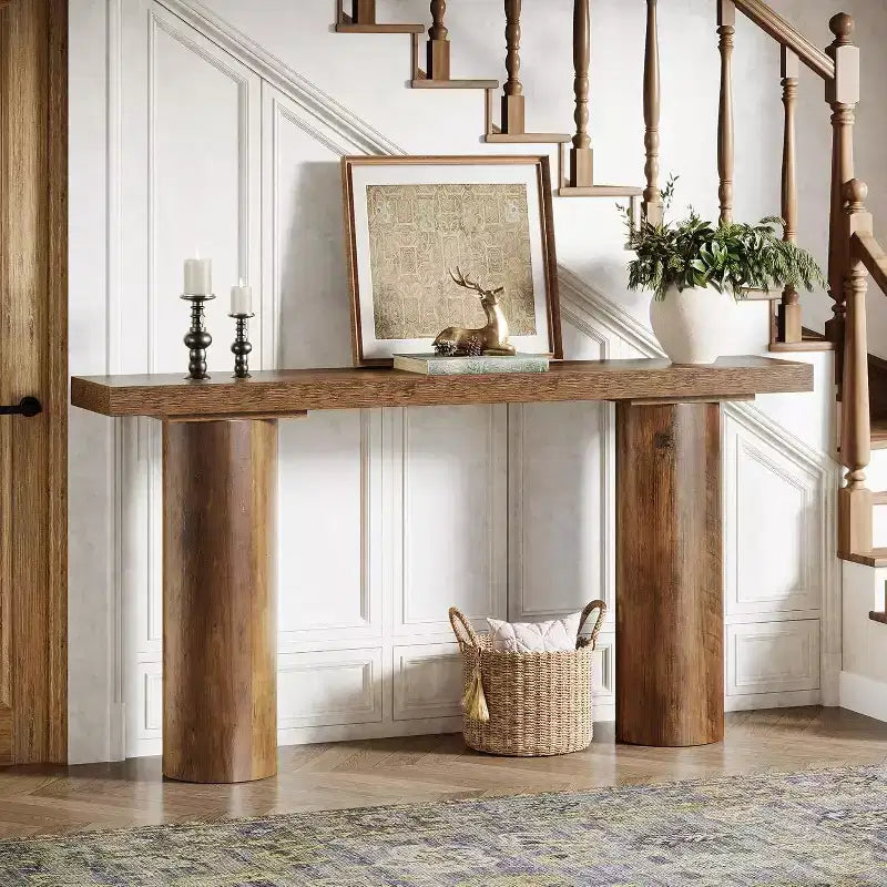 63 Farmhouse Entryway Console Table, Narrow Long Sofa Table for Living Room, Hallway, Entrance, Foyer