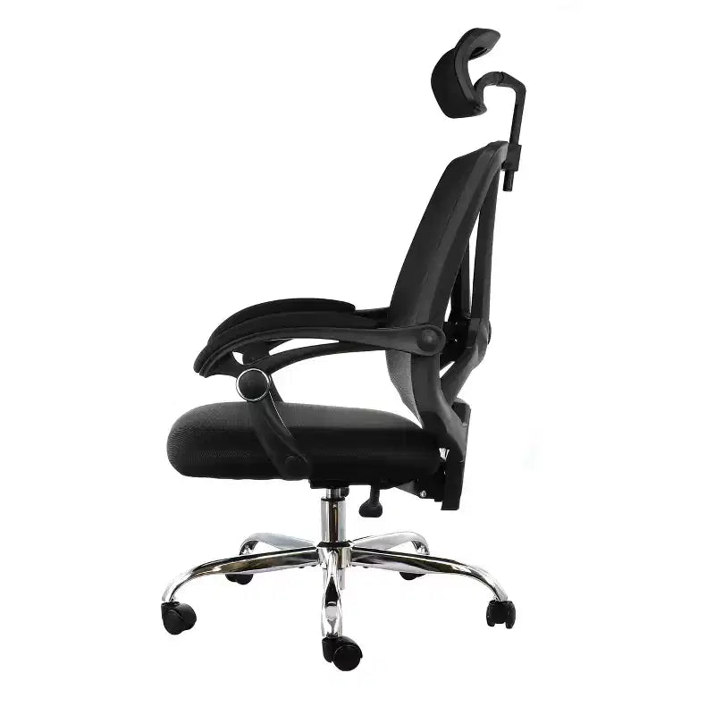 Full Back Mesh Adjustable Office Chair with Headrest in Black