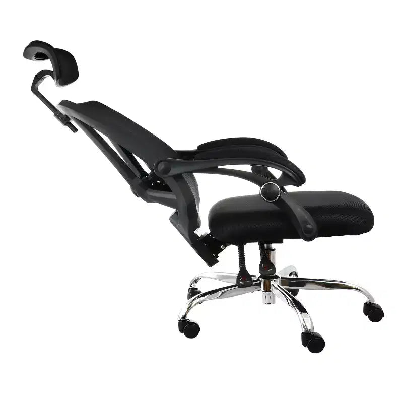 Full Back Mesh Adjustable Office Chair with Headrest in Black