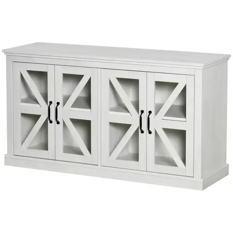 Rustic Kitchen Sideboard, Glass Door Buffet Cabinet, TV Stand with Adjustable Shelf for Dining Room